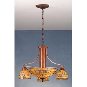 32 Inch W Dragonfly 3 Arm Chandelier W Invert Ceiling Fixture by Meyda
