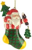 Porcelain Glazed Santa Claus In Stocking Christmas Ornament