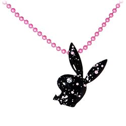 Playboy Bunny Paint Splatter Pink Charm Necklace