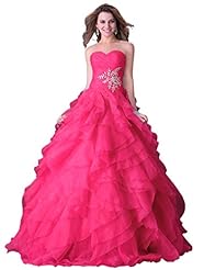 Strapless Organza Sweetheart Fitted Ruched    Ball Gown Evening Dress/Prom Dress  With Ruffles