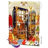 Santoro Graphics Swing Card / Greeting Card - Cats in a Bookcase - SC05
