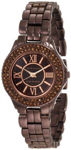 Anne Klein Women's 10/9537BMBN Swarovski Crytals Accented Brown Ion-Plated Bracelet Watch