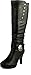Top Moda WIN-45-TG Women's Knee High Round Toe Slouched High Heel Boots, Color:BLACK, Size:8