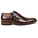UVS10 Men's Dark Brown Double Monk Strap Cap Toe Slip On Loafers Dress Shoes