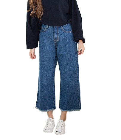 （コタロン）COTARON レディース ガウチョ デニム パンツ ワイドパンツ 切りっぱなし 九分丈 ゆったり スカンツ 大きめ