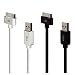 KONNET Charge and Sync Cable for iPad, iPhone 4, iPhone 3Gs, iPhone 3G, iPhone, iPod and KONNET iCrado Rainbow, iCrado Plus (Two-in-One Pack, Black / White)