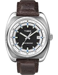 Timex Unisex Classic Stainless Steel Case Brown Leather Strap Watch T2N395