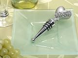 Silver Heart Bottle Stopper w Roses Design (Set of 24) - Baby Shower Gifts & Wedding Favors