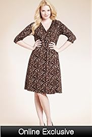 Plus Leopard Print Mock Wrap Jersey Dress