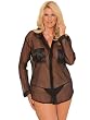 Plus Size Night Shirt Sexy Sleepwear Black Lingerie
