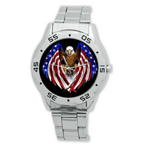 Eagle Fashion Design American Bald Flag Stainless Steel Men's Watch