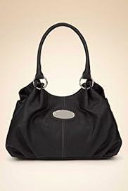 Front Metal Plate Contrast Stitched Hobo Bag