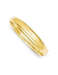 Hammered Hinged Bangle Bracelet in 14K Yellow Gold (5/16")