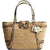 Coach Limited Edition Straw Natalie Shopper Bag Tote Natural Python Embossed Trim - Coach 16839NAT