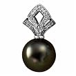 14kt White Gold Black Tahitian Pearl and Diamond Pendant
