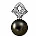 14kt White Gold Black Tahitian Pearl and Diamond Pendant