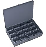 Durham 113-95-IND Gray Cold Rolled Steel Individual Large Scoop Box, 18" Width x 3" Height x 12" Depth, 16 Compartment