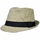 Small Medium Khaki Wite Black Straw Fedora Trilby Homburg Stetson Gangster Hat