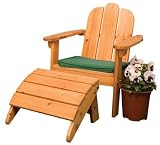 KidKraft Adirondack Chair & Ottoman - Honey w/Green Cushion