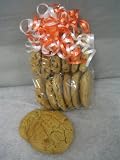 Chocolate Chip Texas Orange & White Curling Ribbon Gift Bag Filled with 1 Dozen Fresh Baked Peanut Butter Cookies