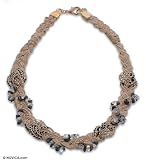 Quartz and palm necklace, 'Harmony in Love' 0.8 W 17.7 L