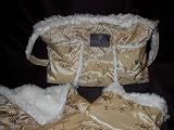 Baby Fur - Almond Satin Diaper Bag w/Faux Fur Trim