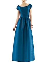 A-line Satin Short Sleeves Floor Length Evening Dress/Bridesmaid Dress/Prom Dress/Party Dress 