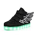 CIOR Kids Boy and Girl's 11 Color Wings Led Sneakers Light Up Flashing Shoes,102,01,27, 10 M US Toddler, 02Black