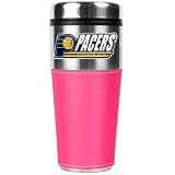 NBA Indiana Pacers 16-Ounce Stainless Steel Travel Tumbler with Pink Sleeve