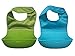 MadisonRose Silicone Baby Bibs, Comfort-Fit Fabric Neck, Rolls Up for Storage, Blue/Green