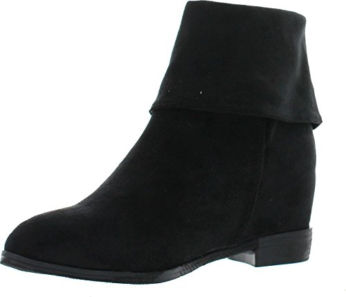 Dbdk Mercury-1 Women's Strappy Foldable Side Zipper Hidden Wedge Ankle Booties