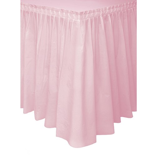 Plastic table skirt, 14 feet, light pink