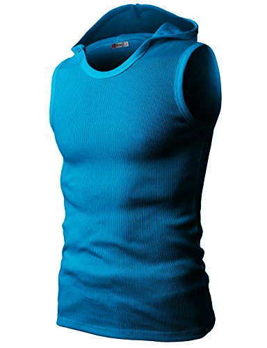 H2h mens cotton hooded sleeveless t-shirts tank top skyblue us s/…