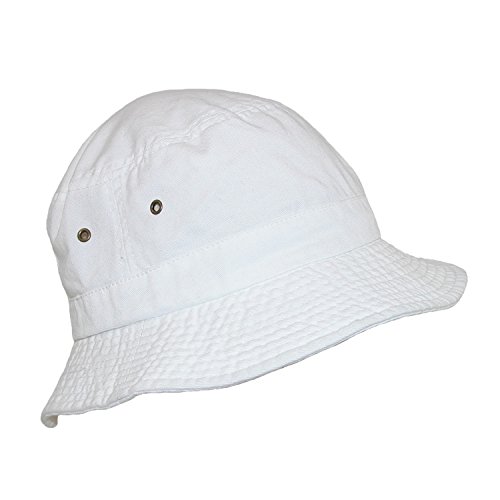Dorfman Pacific Cotton White Crushable Summer Sun Bucket Hat