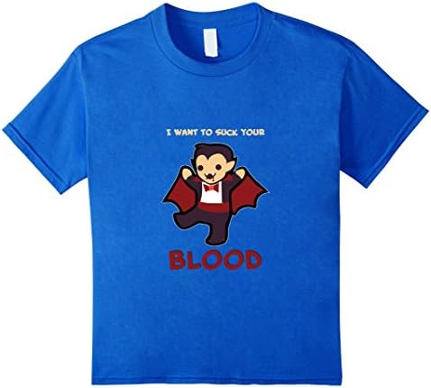 Kids I Want To Suck Your Blood Count Dracula Vampire Scary Tshirt 12 Royal Blue