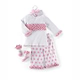 Mud Pie Baby Lil' Chick Cotton Tunic, Flared Pants, and Decorated Socks Set, White/Pink, 12 - 18 Months