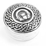  : LARGE Celtic Knot Claddagh Box Sterling Silver PillBox