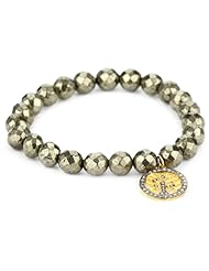 Chan Luu Semi Precious Stones with Diamond Charm Stretch Bracelet