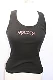 Black Embroidered Beater Style Tank Top Blonde (Upside Down)