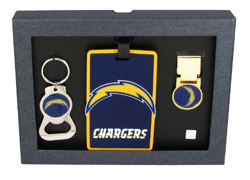 San Diego Chargers - NFL Bottle Opener Key Ring, Luggage Tag, Money Clip Gift Set
