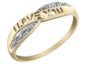 I Love You Diamond Promise Ring in 10K Yellow Gold, Size 6
