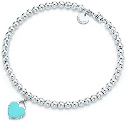 SILVERSHOP 925 silver bead blue heart bracelet