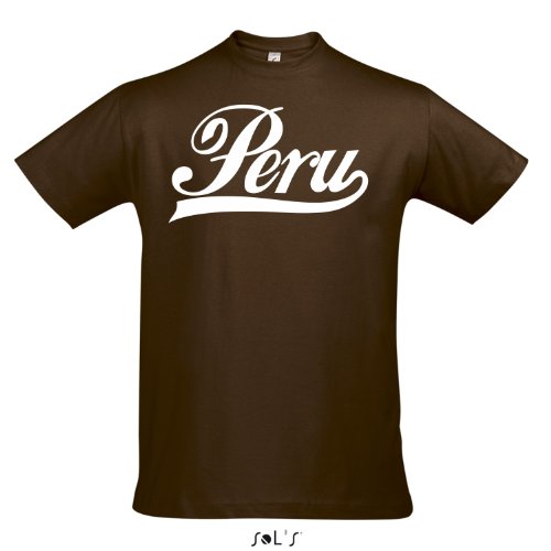 T-Shirt – Peru Oldschool Peru LÄNDERSHIRT EM / WM FAN Trikot S-XXL , Earth – weiß , L