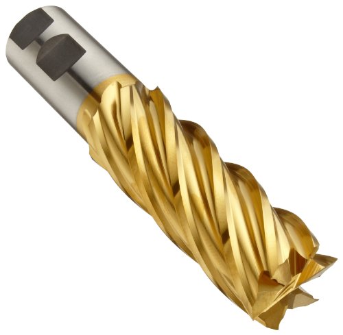 Niagara Cutter EX350 Cobalt Steel End Mill, TiN Coated, 4 Flutes, Square End, 3/4" Cutting Length, 3/8" Cutting Diameter