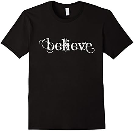 Men's Majestic and Beautiful "Believe" Christmas T-shirt | Family Large Black