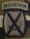 10TH Mountain Division Patch Subdued with Mountain Tab