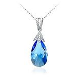 Blue Large Teardrop Crystal Necklace Used Swarovski Crystals