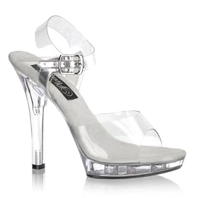 Buy 5 Inch Cute Bridal Shoe High Heel Mini Platform Shoe With Clear Straps Clear by Unknown