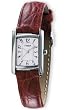 Timex 2B471 Women's Rectangular Silver-Tone Casual Watch with Red Genuine Leather Band