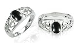 Oval Hematite Bead Filigree Ring Sterling Silver